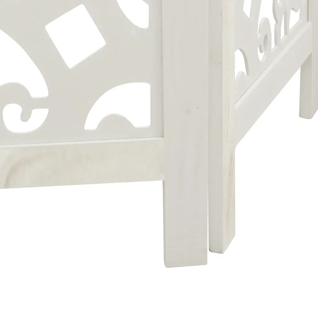 Divisorio Ambienti 3Pannelli Bianco Legno Massello di Paulownia