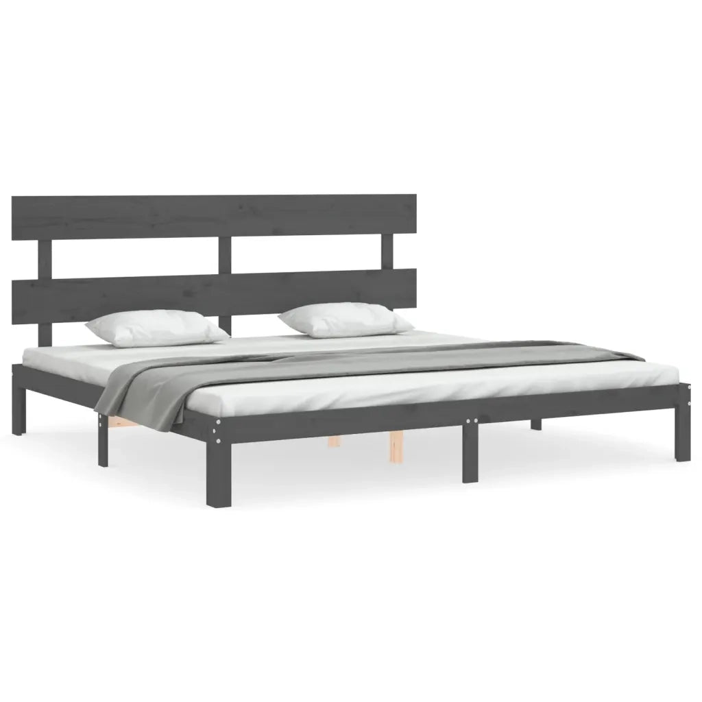 Giroletto con Testiera Grigio 200x200 cm in Legno Massellocod mxl 100953