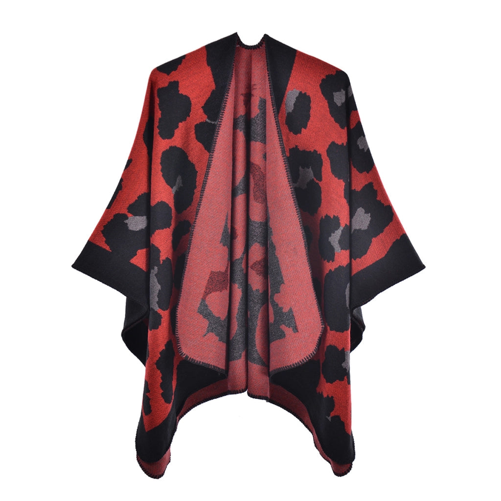 Sciarpa da donna di nuovo stile con stampa leopardata, mantella in cashmere con spacco