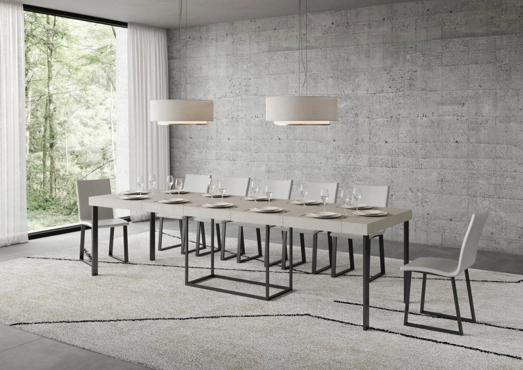 Consolle Allungabile 90-300x40x77 cm Nordica Premium Cashmere Telaio Antracite