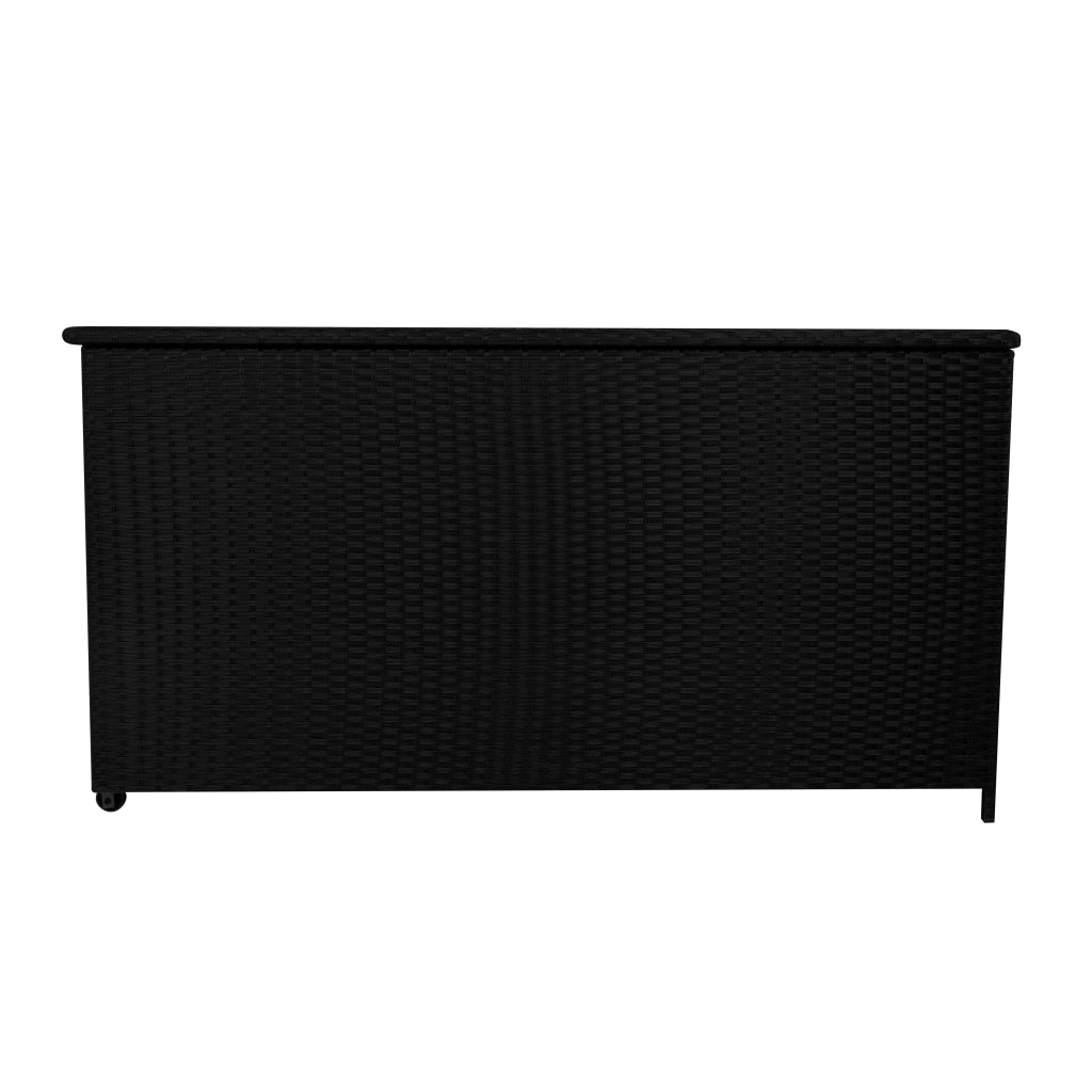 Box Contenitore Rattan Giardino 700L Nero Baule Esterno con Rivestimento