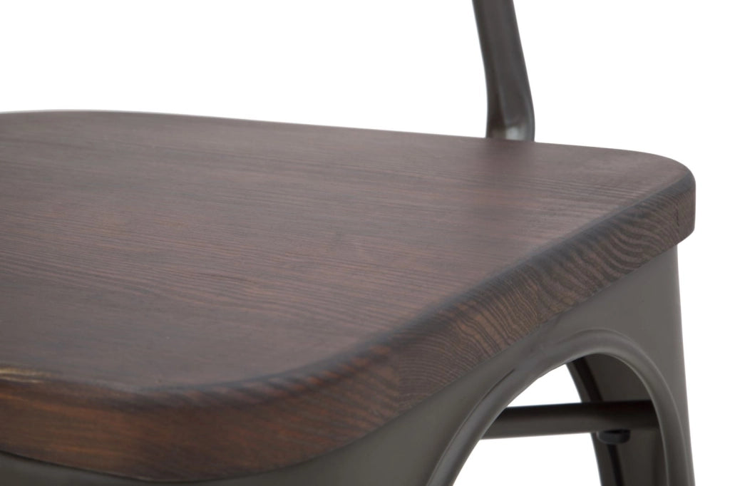 Set 2 Sedie 54x51x83 cm Harlem in Ferro e Legno Naturale e Grigio