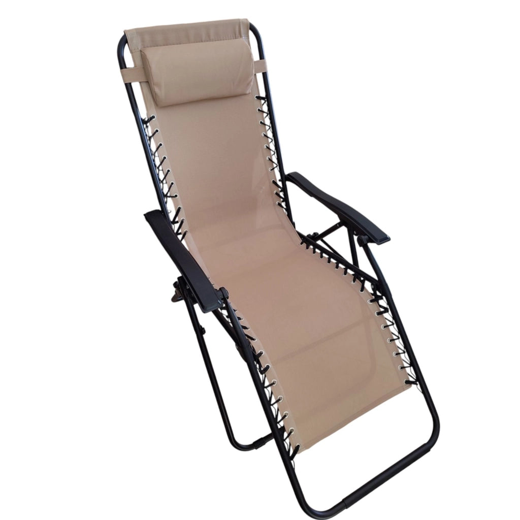 FERCASA SEDIA SDRAIO GREEK IN ACCIAIO PIEGHEVOLE RECLINABILE REGOLABILE ECRU' 94X65X113