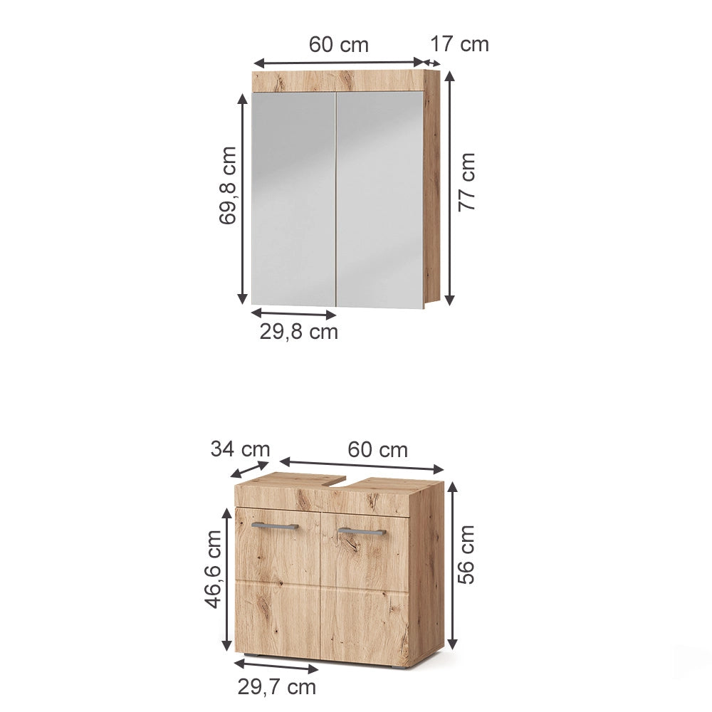 Set mobili bagno Luna Quercia Wotan 2 parti Vicco