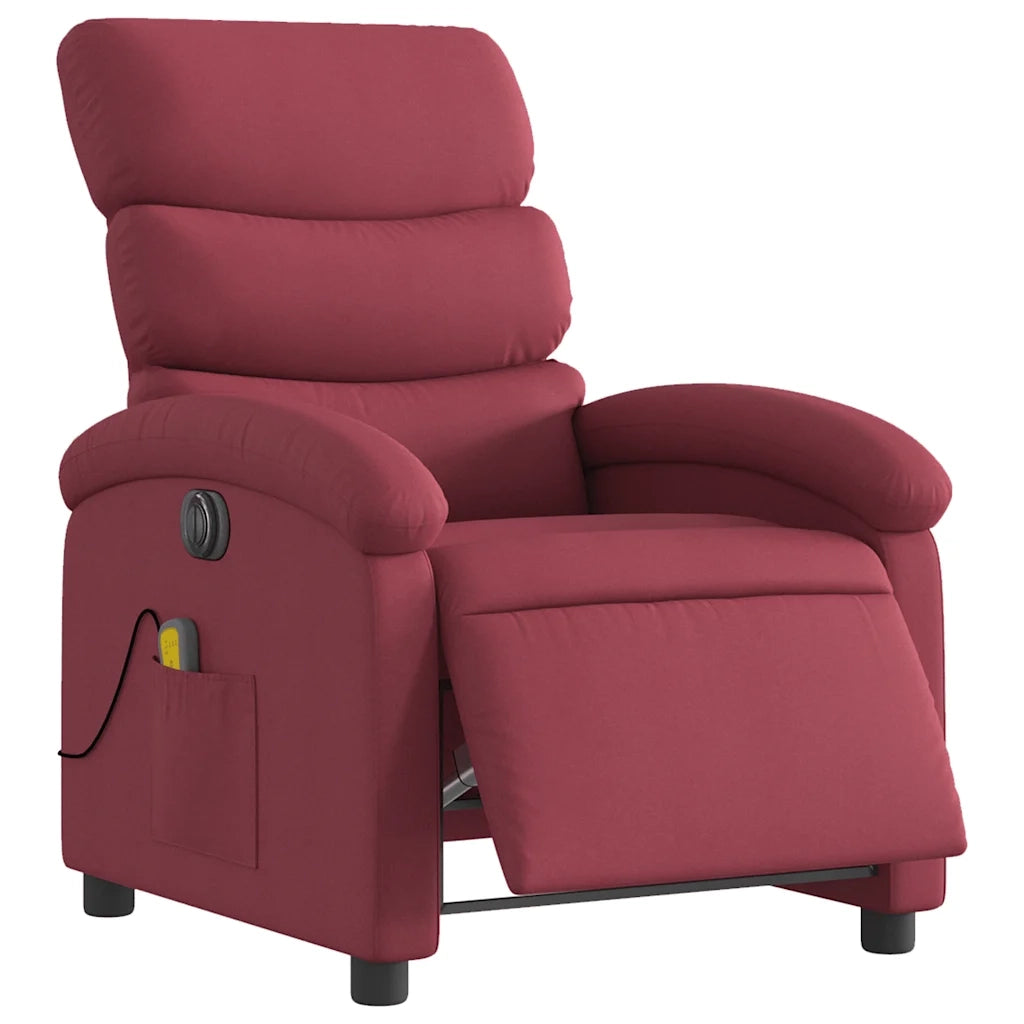 Divano Sedia-Poltrona Massaggiante Reclinabile Elettrica Rosso Vino Tessuto 514819