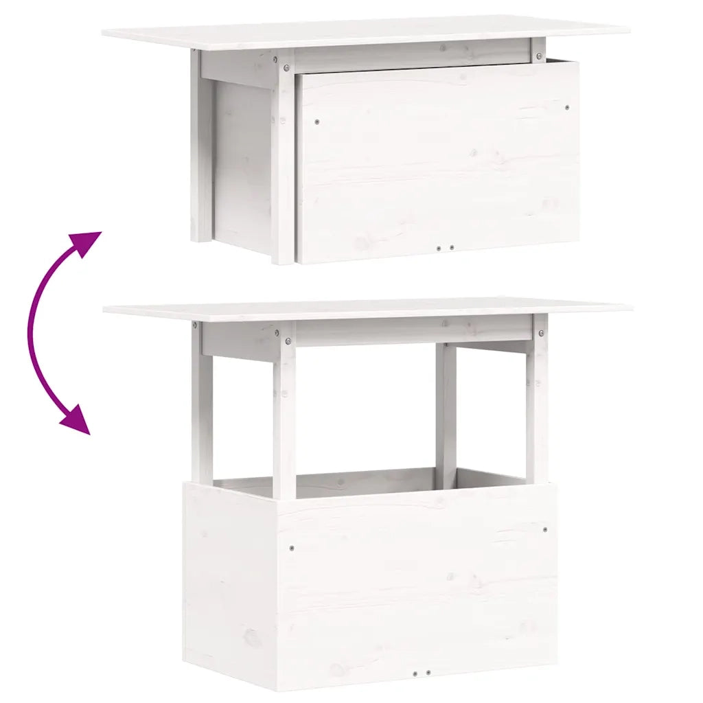 Tavolino da Giardino-Tavolo da Esterno Bianco 100x50x75cm in Legno Massello di Pino