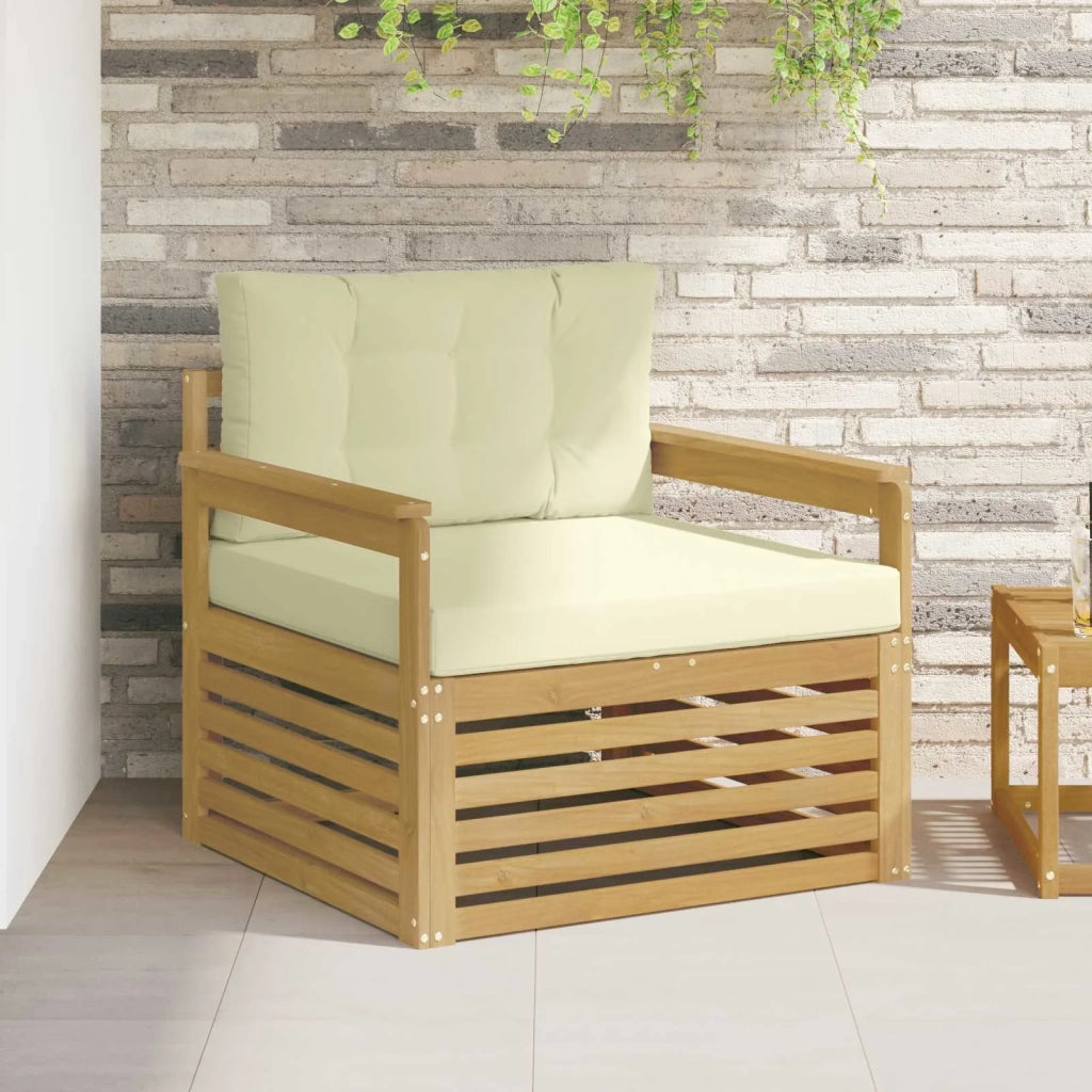 Divano da esterno-Divano da Giardino Poliestere Bianco e crema 333733
