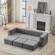 Divano letto da pavimento modulare in ciniglia grigio HOMVRA