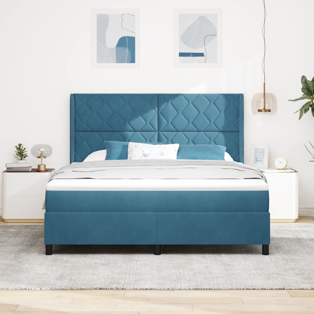 Letto con Materasso & LED Blu Scuro 180x200 cm Velluto