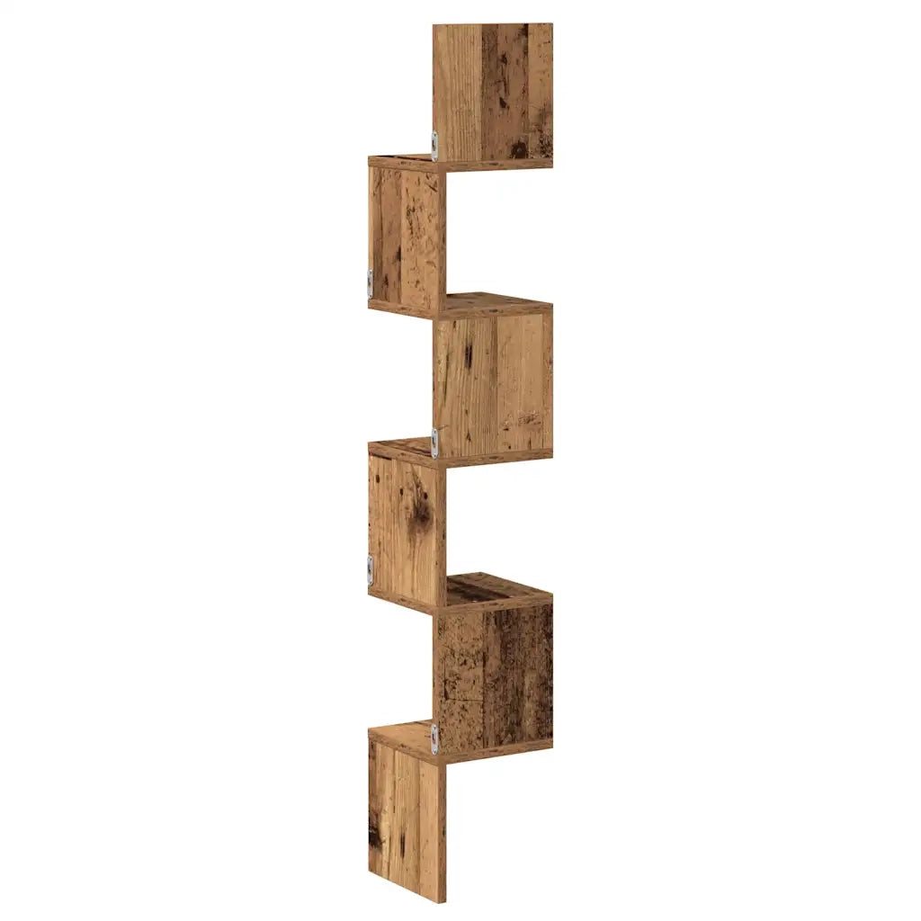 Mensola Angolare Legno Antico 20x20x127,5 cm Truciolato 856614