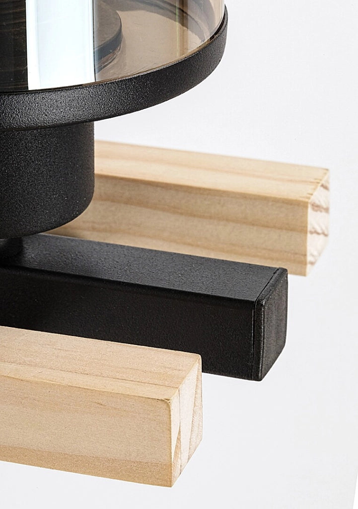 Applique moderna legno nero vetro ambra E27 Rabalux