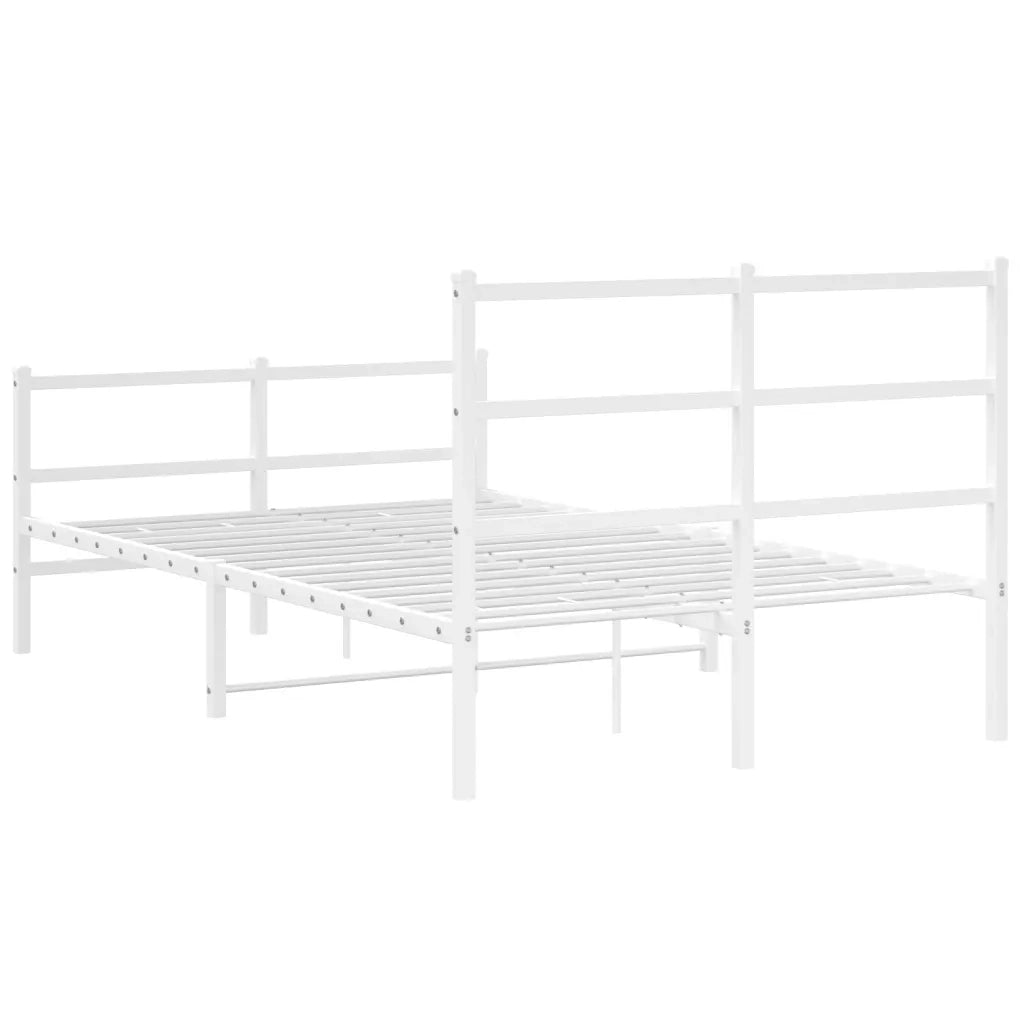 Letto matrimoniale | Letto per adulti | Giroletto con Testiera e Pediera Metallo Bianco 120x190 cm