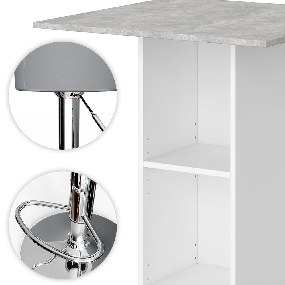 Vicco Tavolo bar con sgabelli Calcestruzzo 70 x 70 cm con 2 sgabelli da bar
