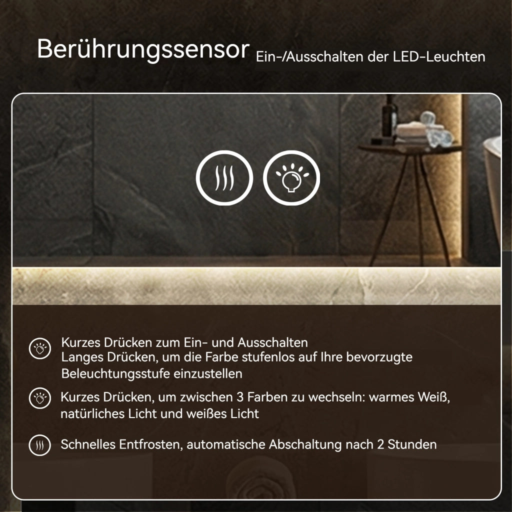 SPECCHIO BAGNO LED ROTONDO 60x120 cm ARGENTO IN VETRO E METALLO ANTI-APPANNAMENTO