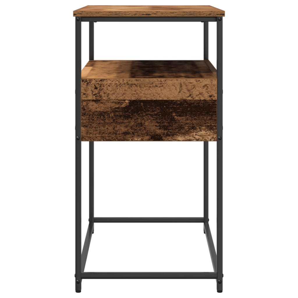 Tavolo Consolle Legno Vecchio 75x40x75 cm Legno Ingegnerizzato e Acciaio