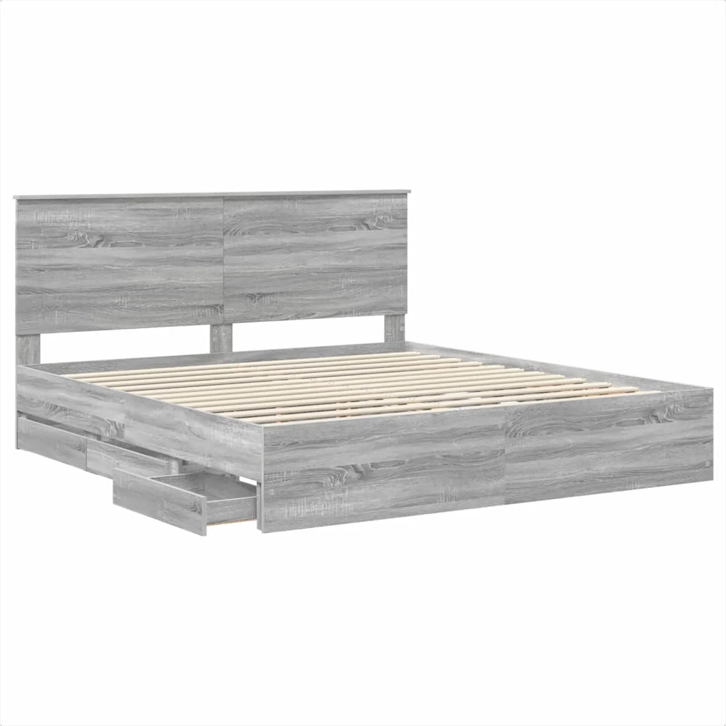 Struttura del letto con cassetto Grigio Sonoma 200 x 200 cm