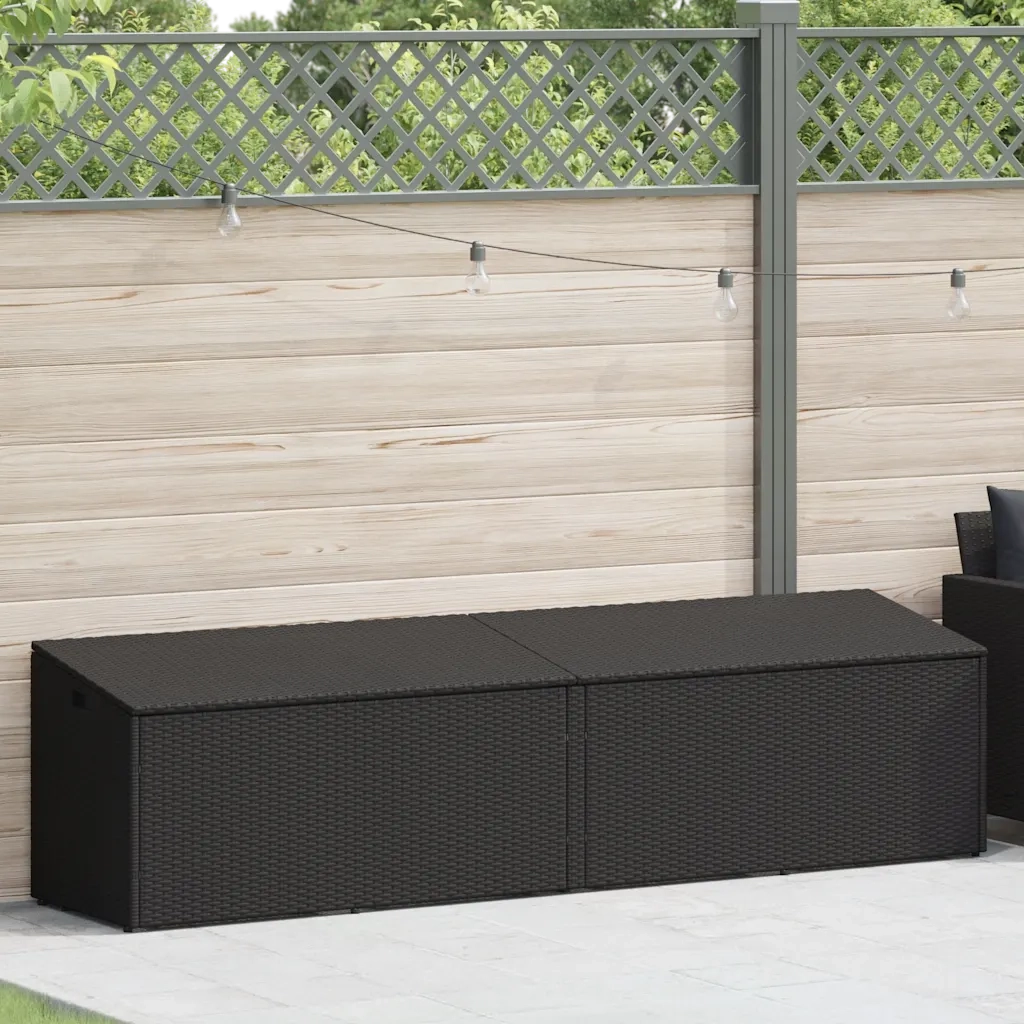 Baule da Giardino Nero 220x50x58 cm in Polyrattan