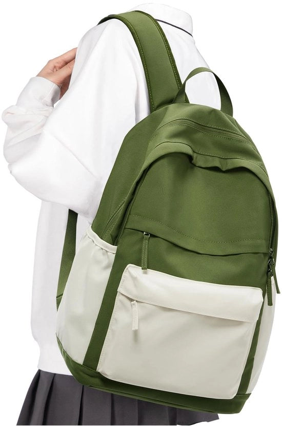Borsa da Scuola per Ragazze Teenager Borsa da Spalla Impermeabile Leggera per Donne per la Scuola Borsa da Scuola per Ragazze e Ragazzi Borsa da Spalla Casual Aestetica Beige Verde