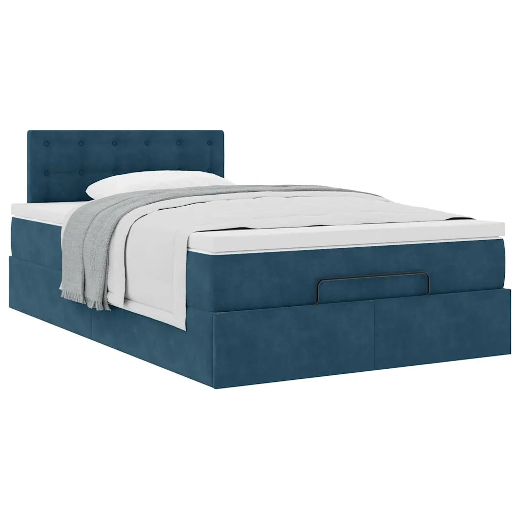 Pouf Letto con Materasso Blu Scuro 120x190 cm Velluto 3311907
