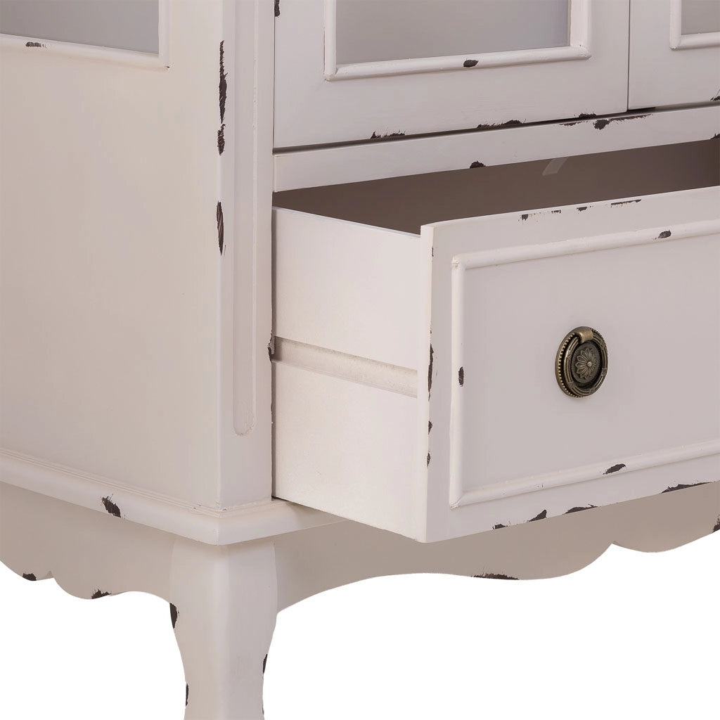 Vetrina in legno con 1 cassetto e 2 ante bianco 80x42x148h cm