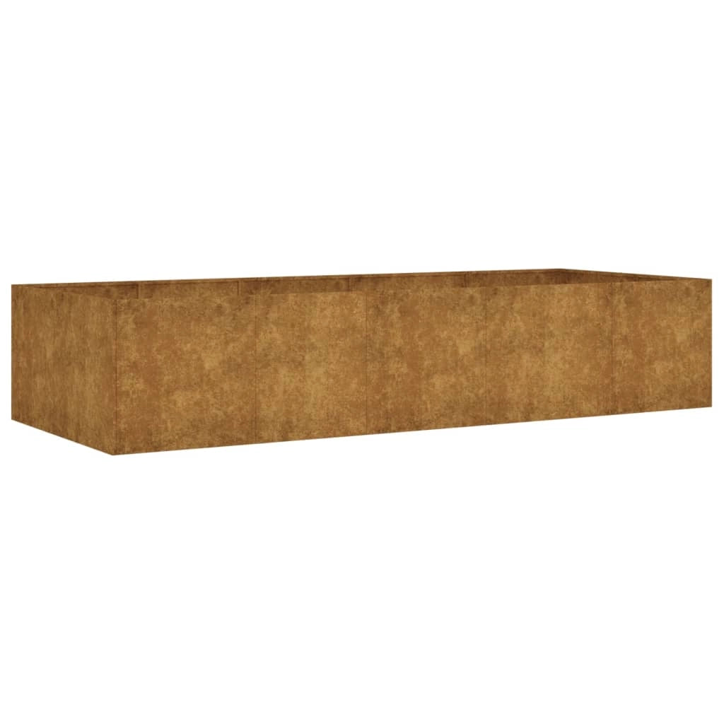 Portavaso per fioriera aiuola rialzata piante fiori terrazzo giardino giardino 200 x 80 x 40 cm acciaio corten marrone 02_0039404