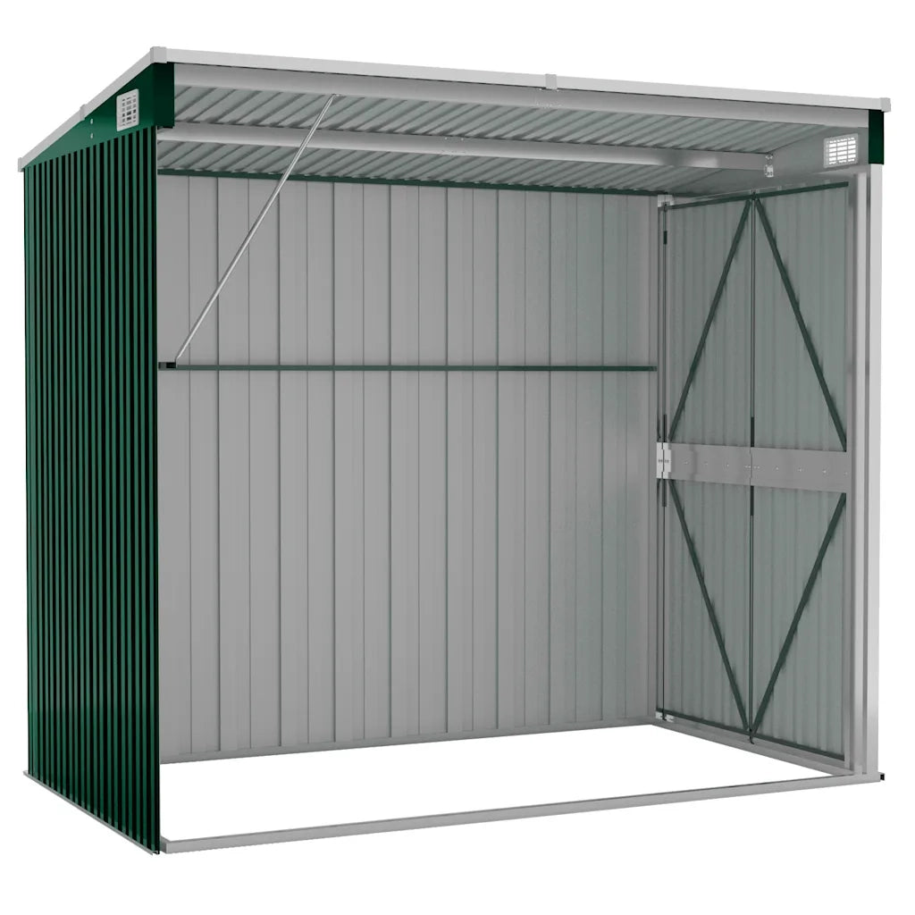 Capanno Giardino a Parete Verde 118x194x178 cm Acciaio Zincato