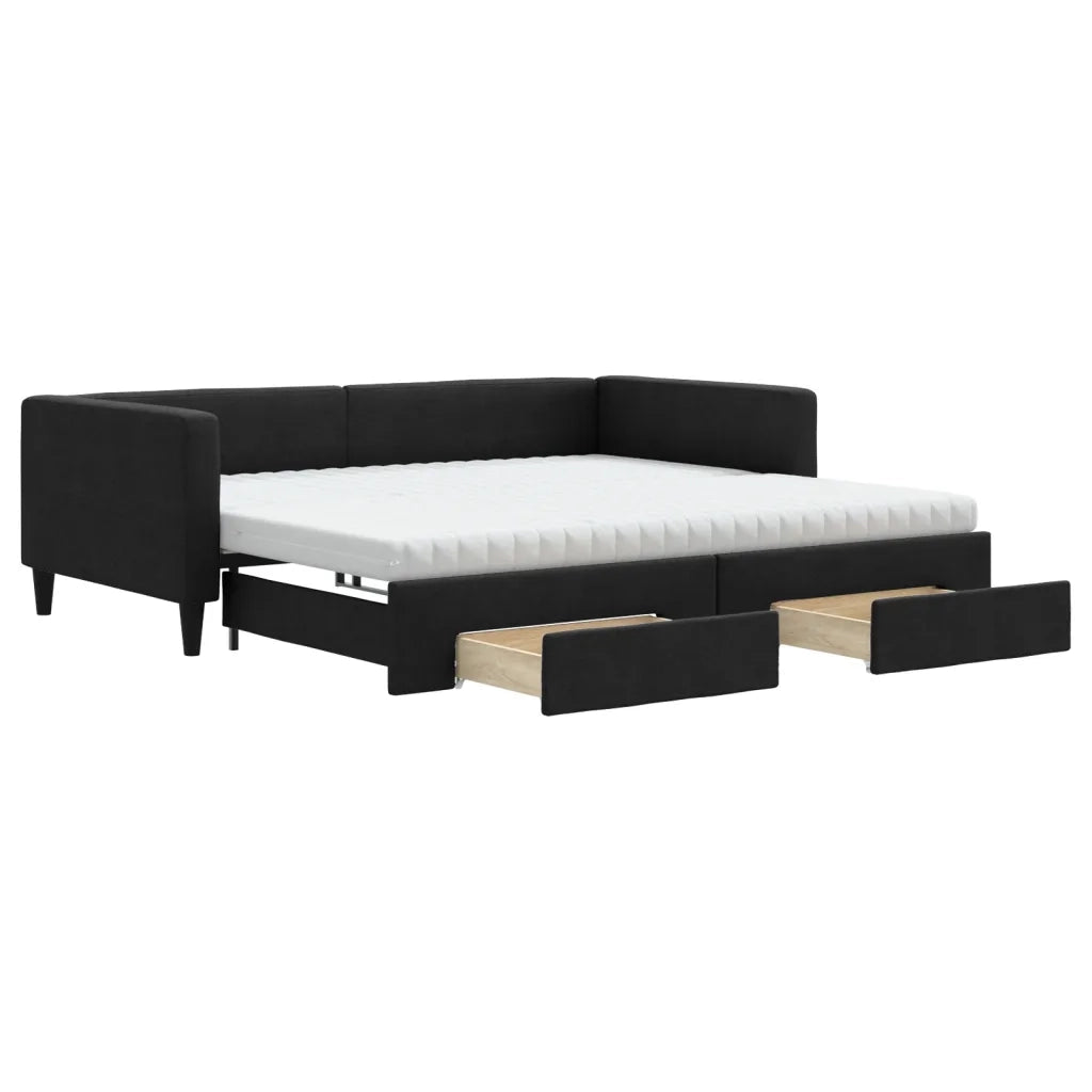 Divano Letto Estraibile con Cassetti Nero 100x200 cm in Tessutocod mxl 130651