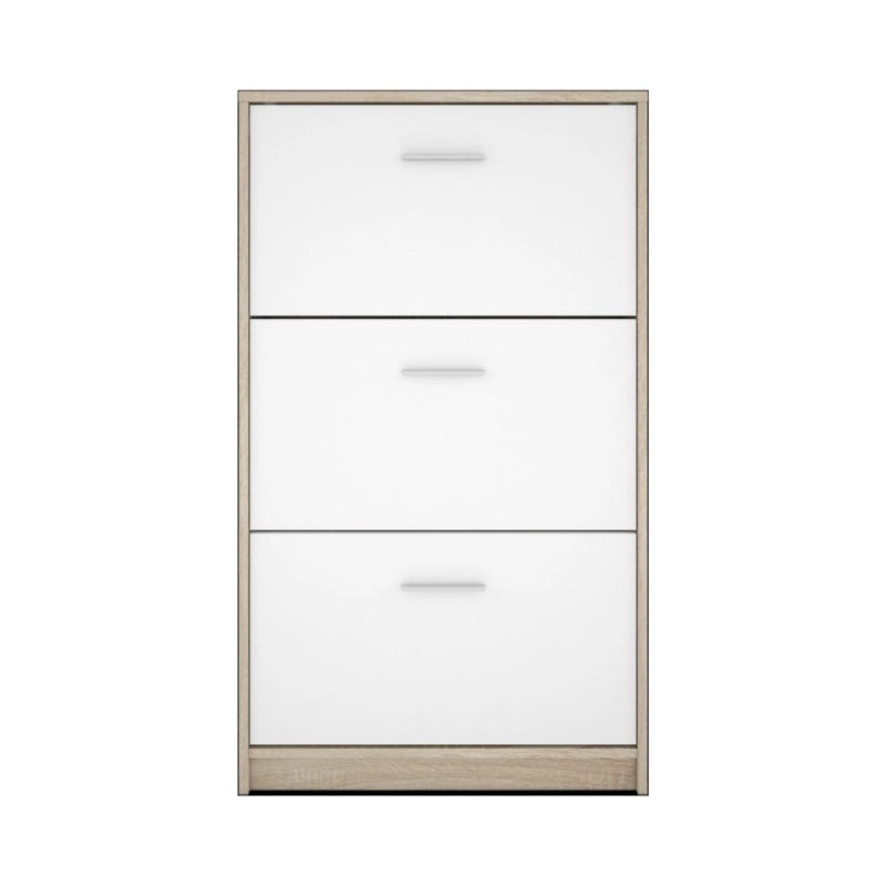 Scarpiera Nepo 3 scomparti colore struttura rovere e frontali bianchi