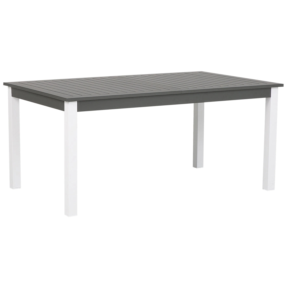 Set da pranzo da giardino in 9 pezzi Tavolo allungabile in alluminio bianco e 8 sedie con cuscini grigi