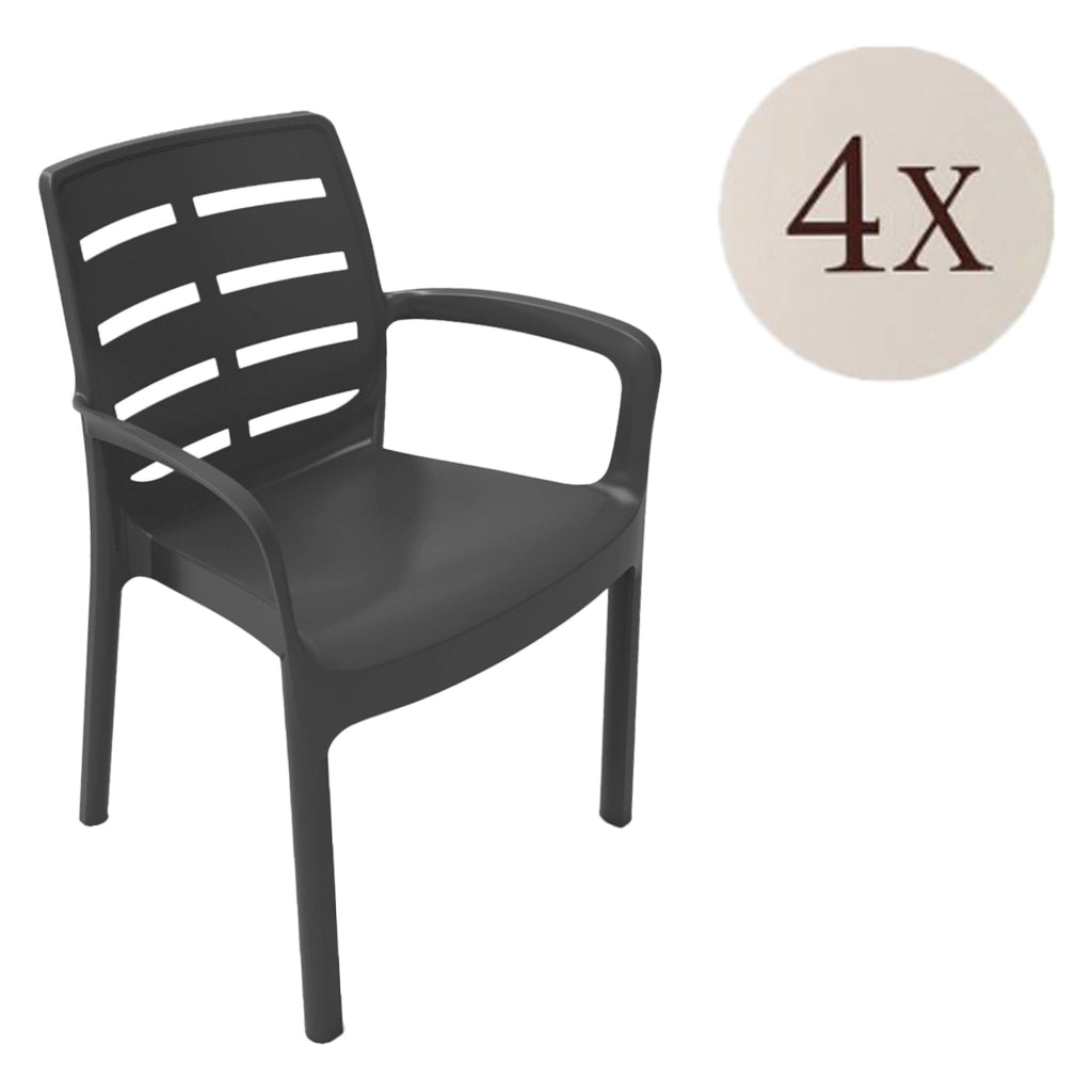 Excel, Sedia da Esterno 4 Sedie Made in Italy, Nero