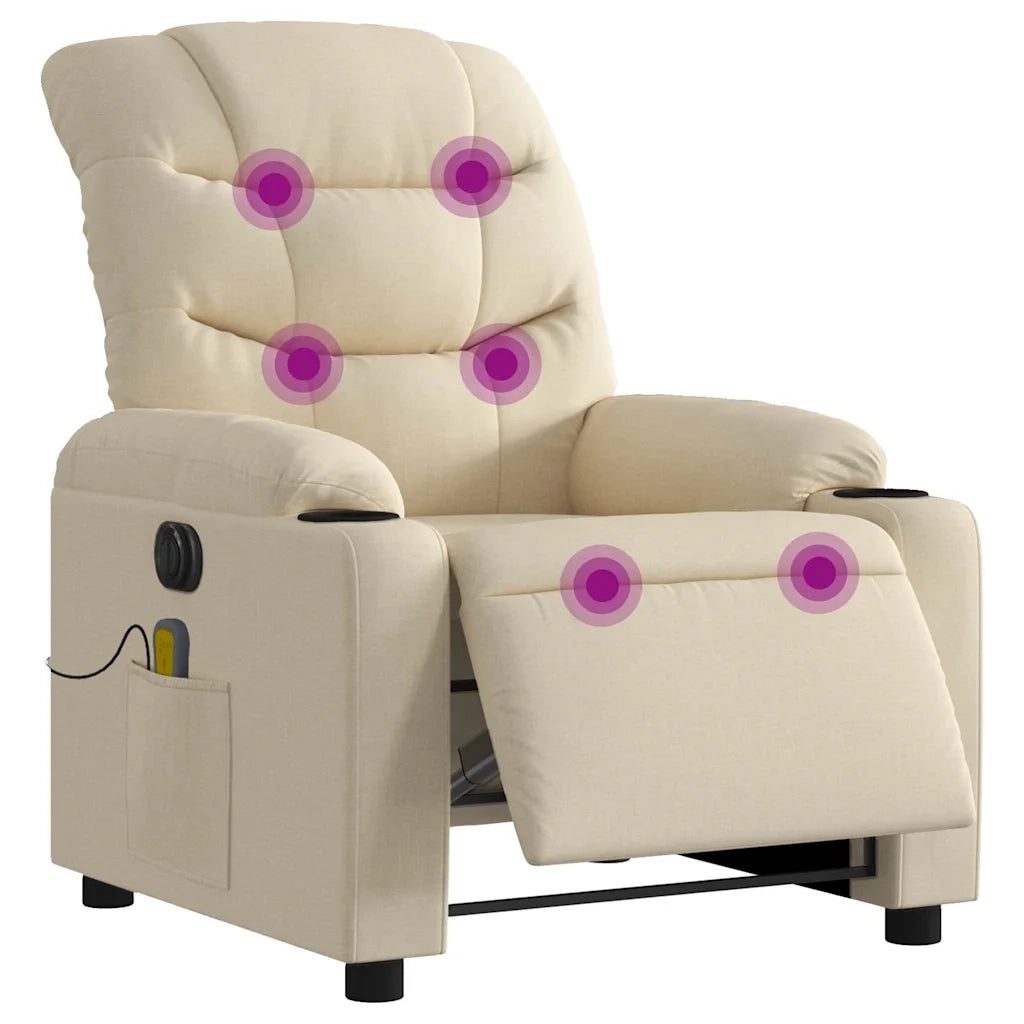 Divano Sedia-Poltrona Reclinabile Massaggiante Elettrica Crema in Tessuto 624921