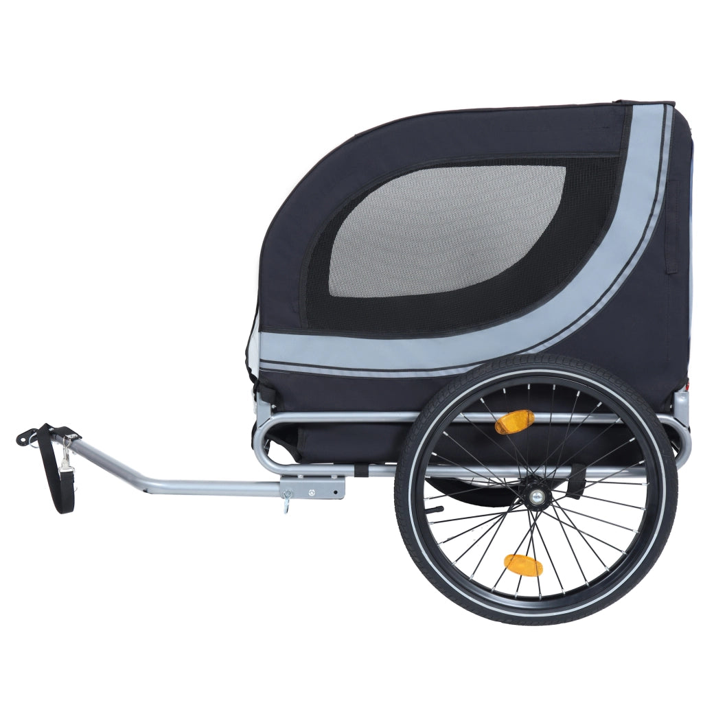 RIMORCHIO PER CANI DA BICI 20" Nero-Grigio in Acciaio fino a 40 kg