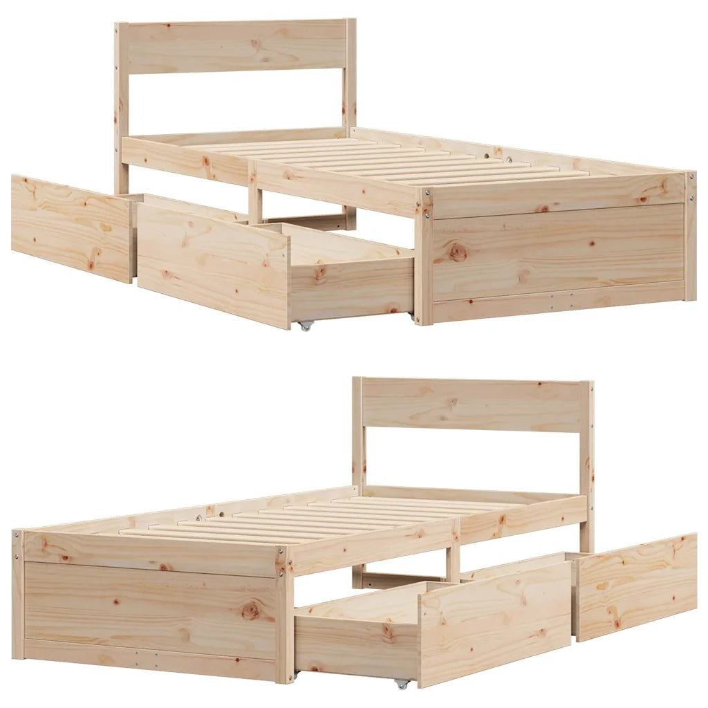 Letto senza Materasso 90x190 cm in Legno Massello di Pino