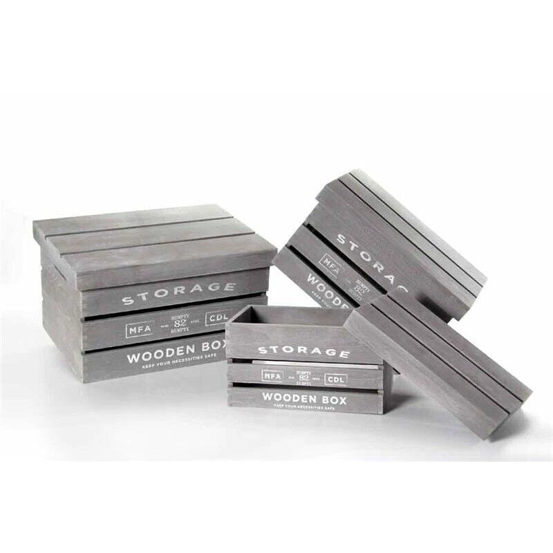 MAURY'S SET 3 CASSETTE IN LEGNO GRIGIO CON COPERCHIO IN MISURE DIFFERENTI