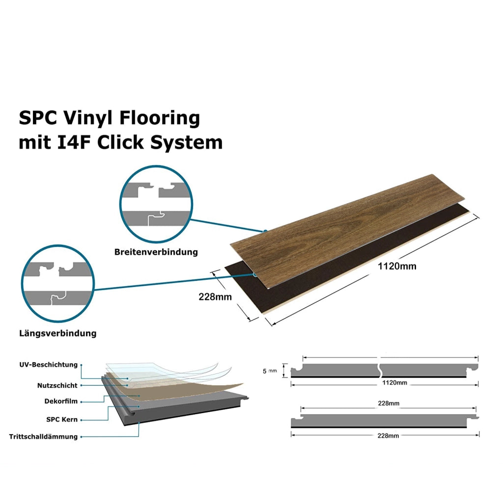 Pavimento in PVC effetto parquet marrone; 5 mm; 2;554 m2