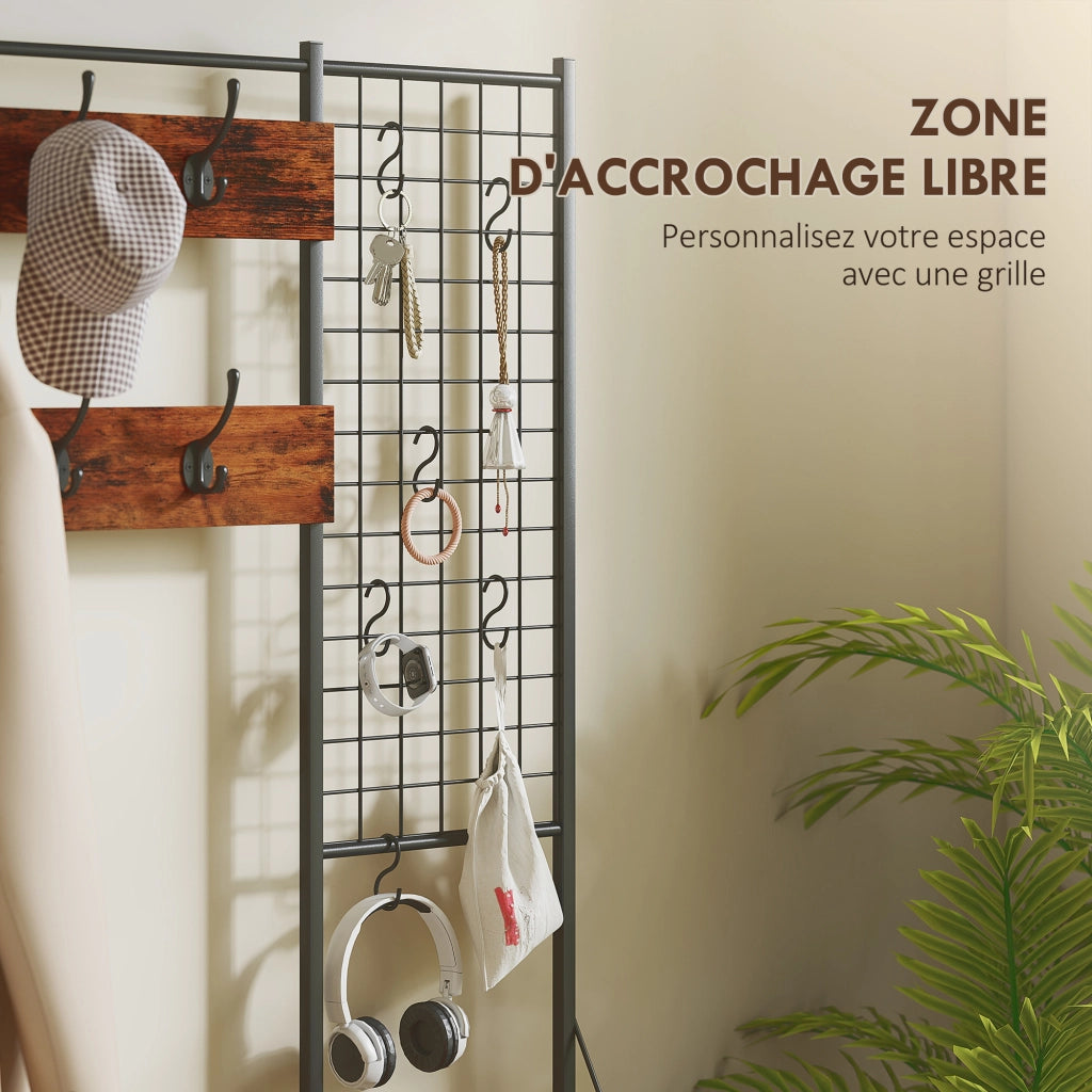 Mobile ingresso con appendiabiti e cassetti ¨C zephmum ¨C marrone 100x30x183 cm