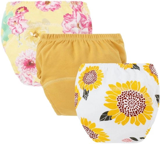 Set di 3 pezzi di biancheria intima per bambini - Pantaloncini di cotone per bambini - Pantaloncini di toilet training riutilizzabili per bambini - Dischetti per bambini respiranti - Adatti a bambini di 12-18 kg