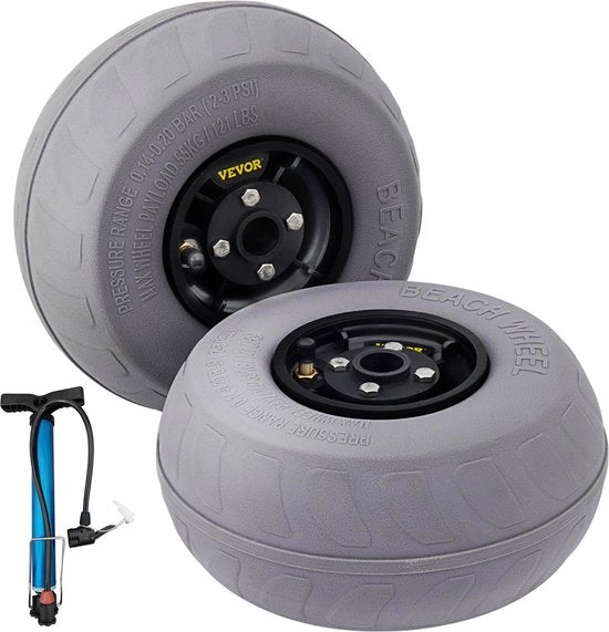 Ruota di supporto per bicicletta 26 cm di diametro, set di 2 pneumatici in PVC con pompa a mano, carico massimo 35 kg, progettata per bassi livelli di pressione 2-3 PSI, adatta per diversi terreni