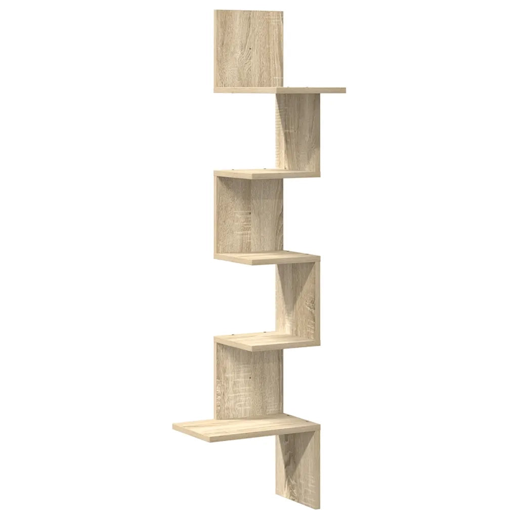 Scaffale Angolare Muro | Mensola a parete Rovere Sonoma 32x32x127,5 cm Truciolato