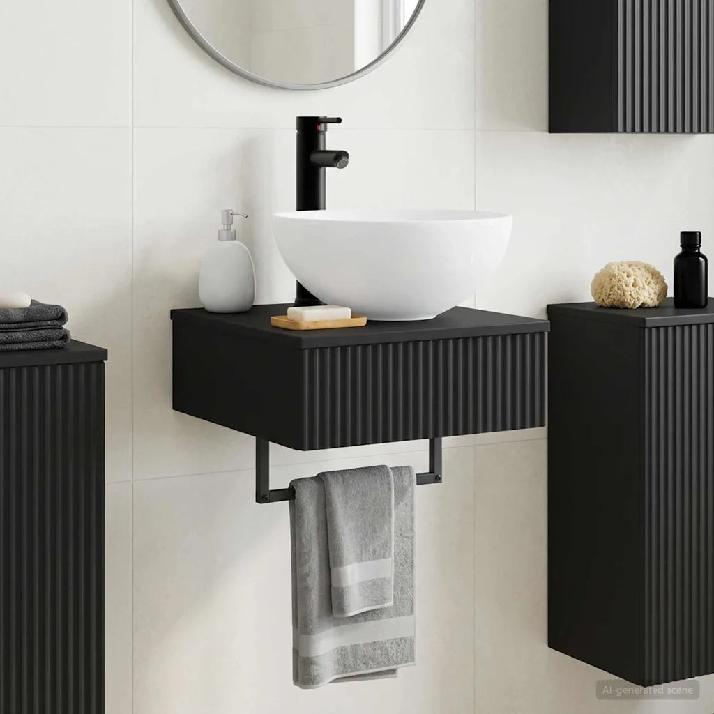 Lavabo da Parete Nero 40 x 41 x 40,5 cm Legno ingegnerizzato