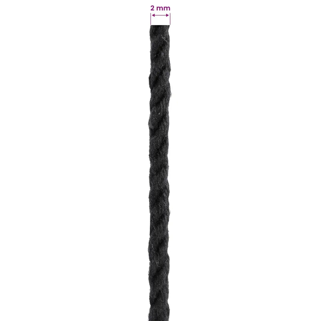 Spago di Cotone 2 pz 2 mm 100 m Nero 100% Cotone 42011793