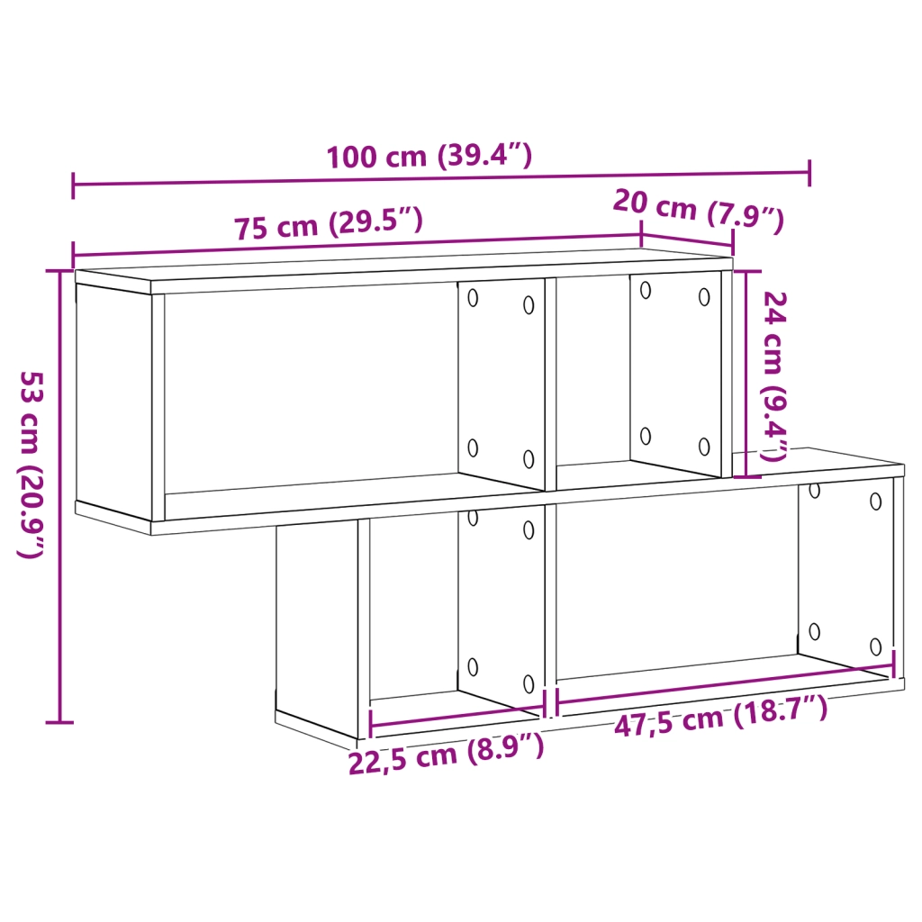 Mensola a muro Rovere Nero 100x20x53 cm Legno Ingegnerizzato