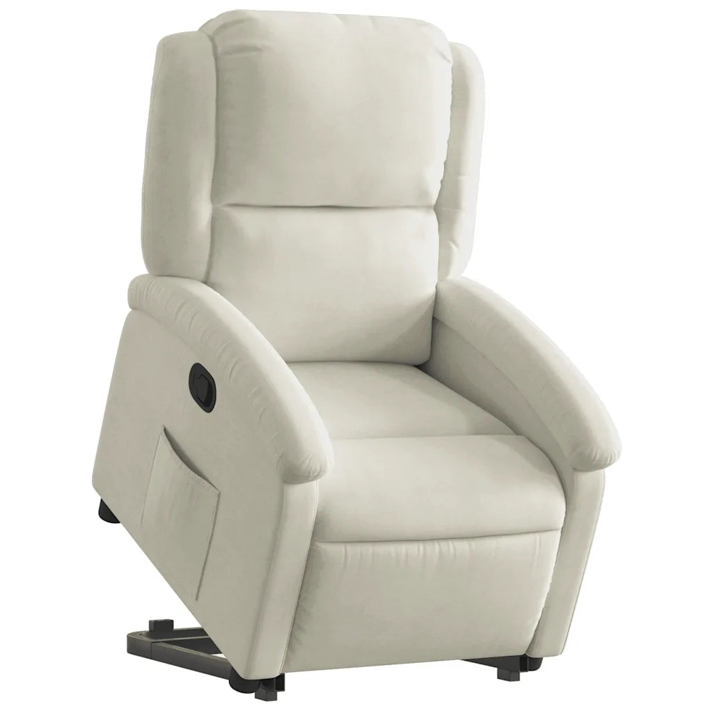 Poltrona | Sedia Relax Alzapersona Reclinabile Crema in Velluto