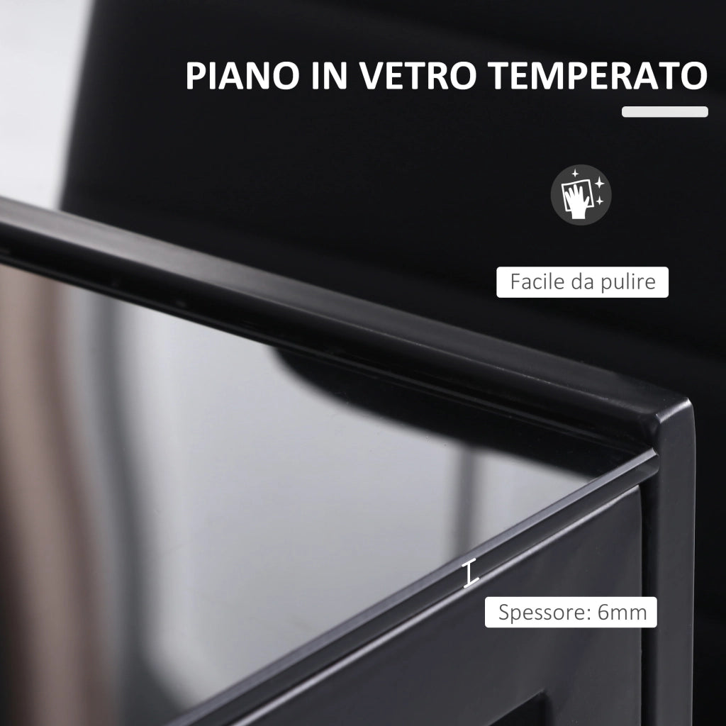 Tavolo da pranzo allungabile in vetro temperato e metallo ¨C zephmum ¨C nero 120x60x75 cm