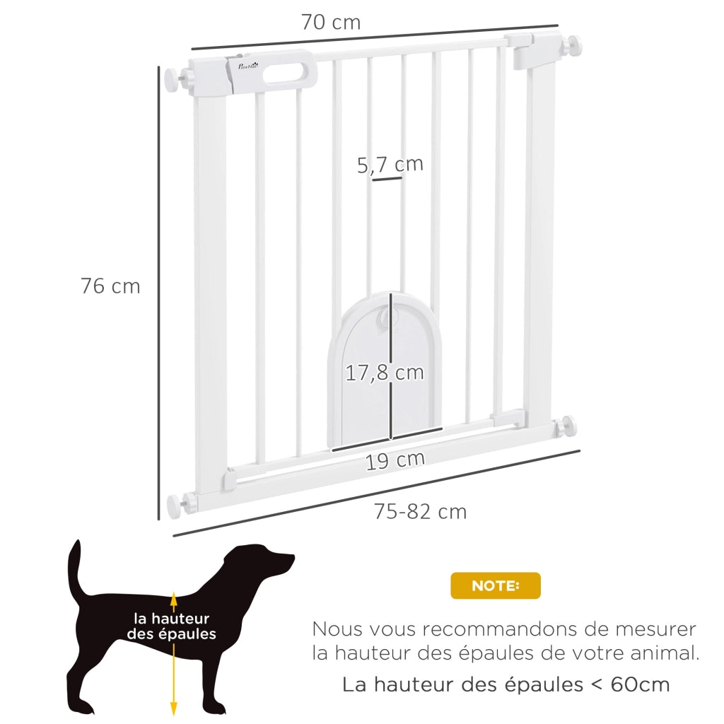 Barriera di sicurezza per animali con porta e chiusura automatica ¨C zephmum ¨C bianco, acciaio, 80x