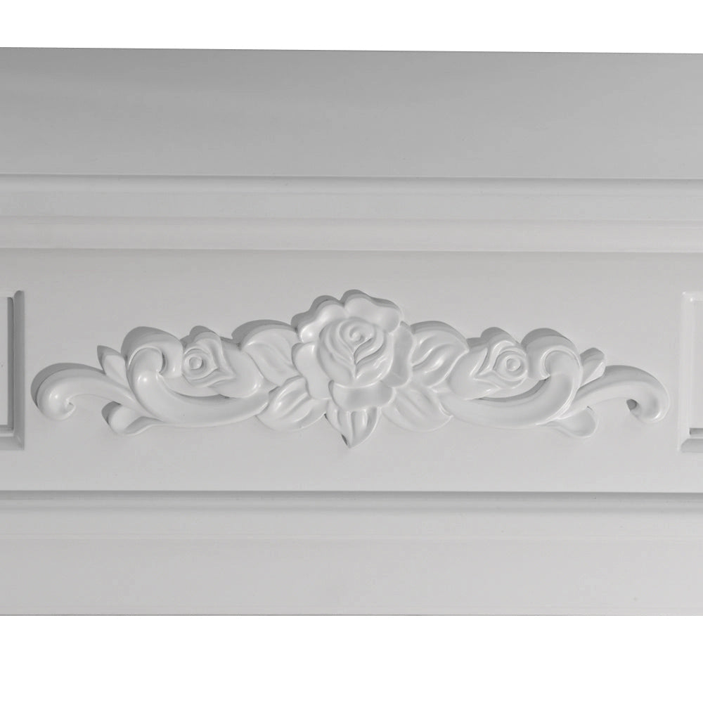 Cornice per Camino 121x38x108 cm Truman Rivestimento in Legno Bianco