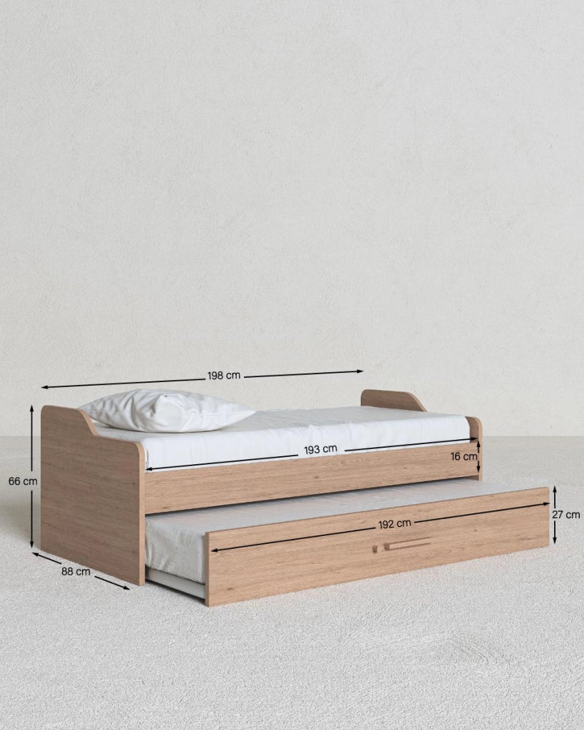 Letto attrezzato Jonny - Letto salvaspazio moderno per cameretta - Struttura virginia - Letto estraibile inferiore - Rete a doghe inclusa e materassi esclusi_