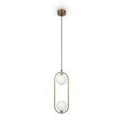 Lampada a sospensione Maytoni Ring ottone 2 luci sfere bianche