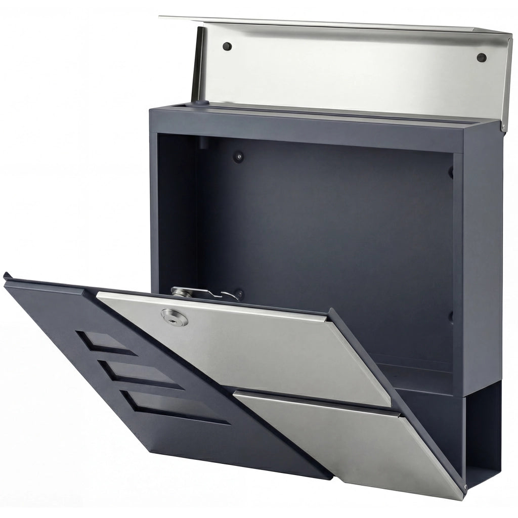 Buzon esterno in acciaio inox ¨C zephmum ¨C grigio scuro 13 L