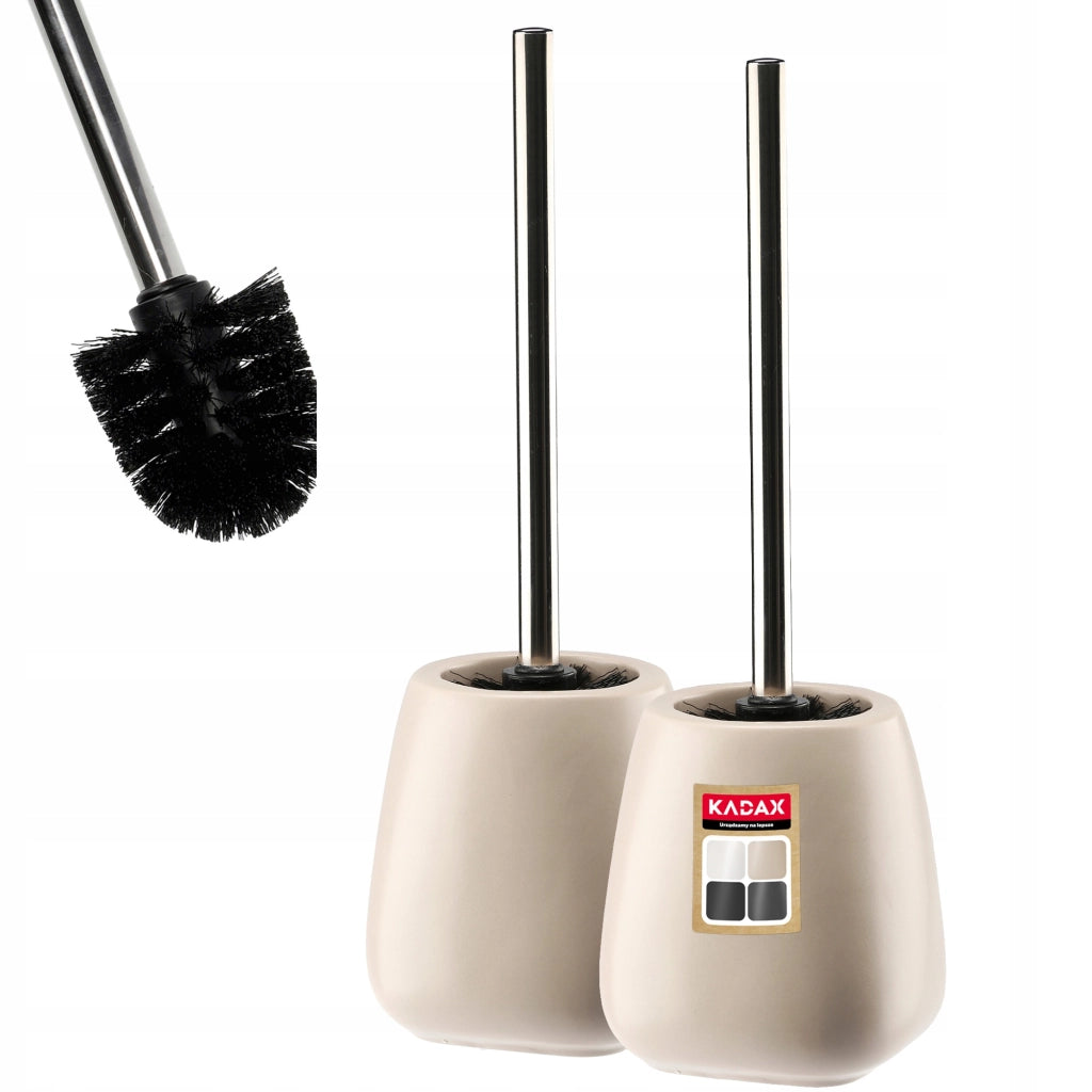 Set di 2 scopini per WC in ceramica beige KADAX